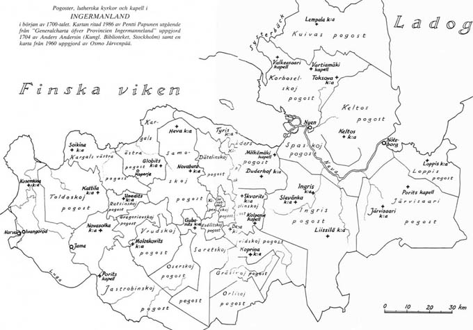 Карта приходов Ингерманландии
