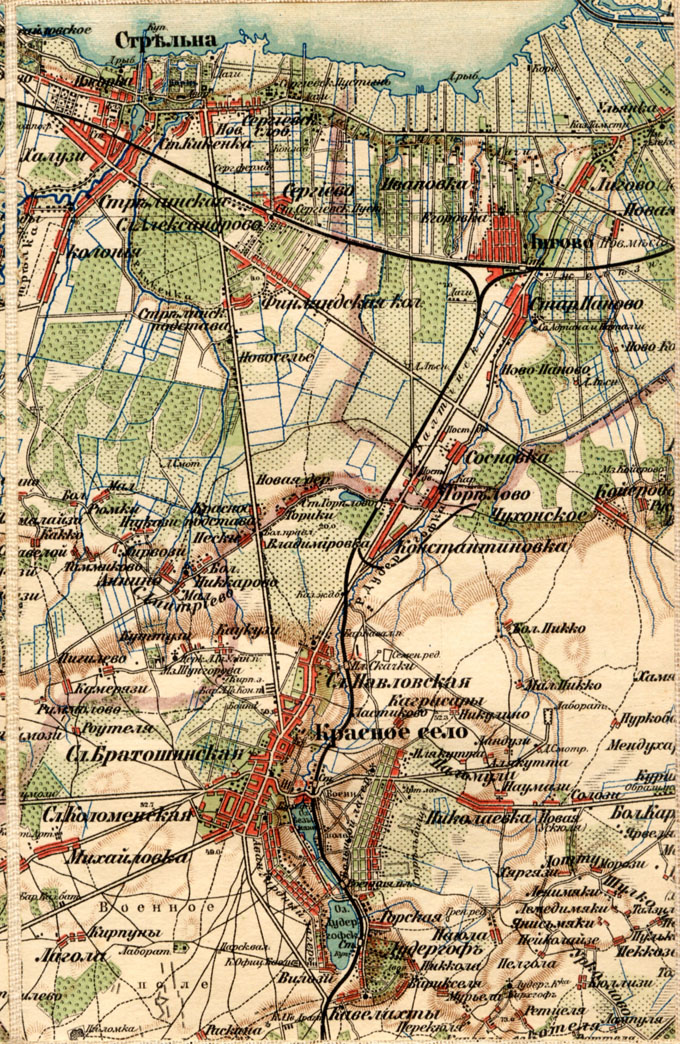 Красное Село на карте 1912