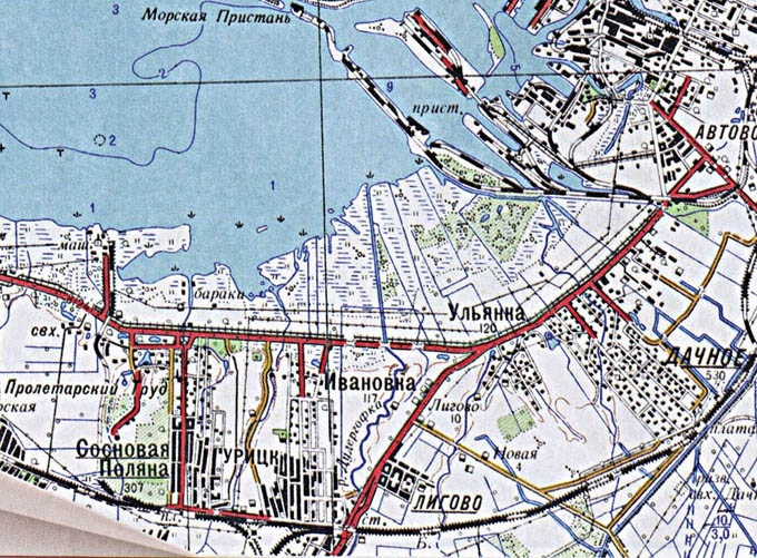 Лигово на карте 1953г.